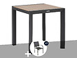 HESPERIDE - Table de jardin carrée alu Evasion 2 places effet bois + 2 fauteuils Piazza - Hespéride - vignette