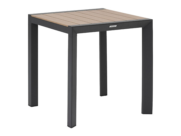 HESPERIDE - Table de jardin carrée alu Evasion 2 places effet bois + 2 fauteuils Piazza - Hespéride - large