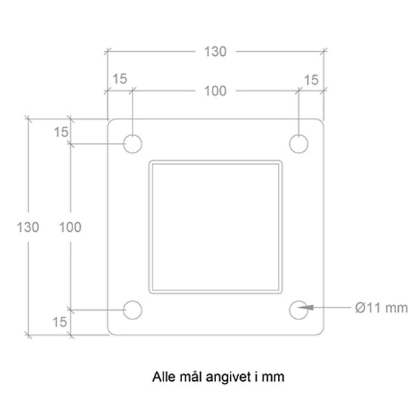 PLUS A/S - Poteau acier carré avec base : 8×8×186cm incl. 1 cache-poteau - large