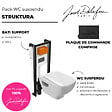 JACOB DELAFON - Pack WC suspendu sans bride Struktura+ bâti-support + plaque blanc + tabouret blanc - vignette