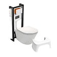 JACOB DELAFON - Pack WC suspendu sans bride Rodin+ avec abattant + bâti support + plaque blanche + tabouret blanc - vignette