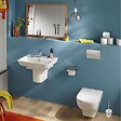 JACOB DELAFON - Pack WC suspendu sans bride Struktura+ bâti-support + plaque blanc + tabouret bois - vignette