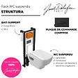 JACOB DELAFON - Pack WC suspendu sans bride Struktura+ bâti-support + plaque blanc + tabouret bois - vignette