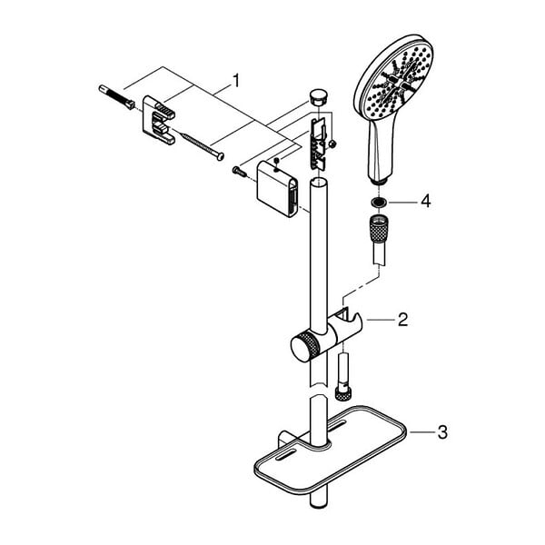 GROHE - Pommeau de douche Rainshower Smartactive 130 3 jets avec barre - large