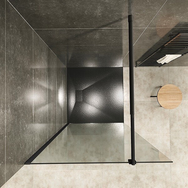 SANIVERRE - ROMA-BLACK Paroi douche Italienne 160x200cm transparent, verre 10mm, profilés noirs - large
