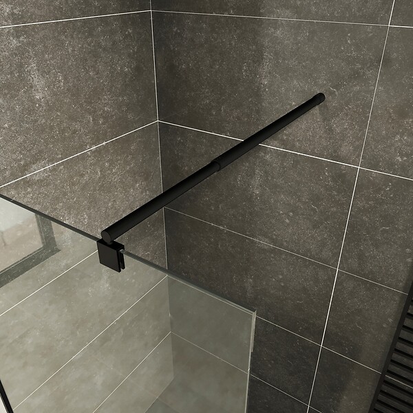SANIVERRE - ROMA-BLACK Paroi douche Italienne 160x200cm transparent, verre 10mm, profilés noirs - large
