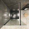 SANIVERRE - ROMA-BLACK Paroi douche Italienne 130x200cm transparent, verre 10mm, profilés noirs - vignette