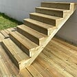 VINUOVO - BERLIN Escalier extérieur bois 7 marches H 122cm L-120cm - avec contre marche - vignette