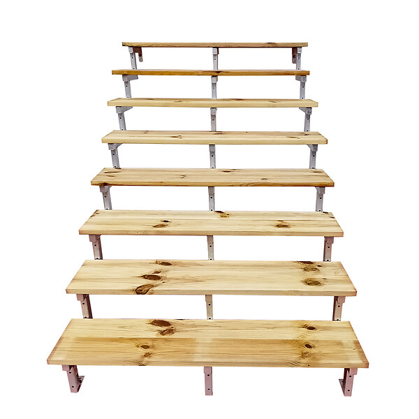 VINUOVO - Escalier OSLO métal et pin - H 139cm -8 marches -largeur 160cm -- sans contre marches - large