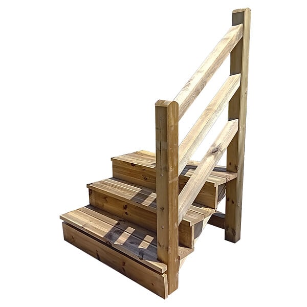 VINUOVO - Escalier extérieur VENEZIA Rambarde à droite - 3 marches H54cm L-120cm avec contremarches - large