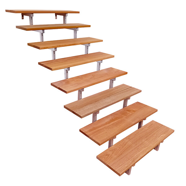 VINUOVO - Escalier en acier BALI, 8 marches en bois exotique Bangkirai, Hauteur 139 cm - L 100 cm - large