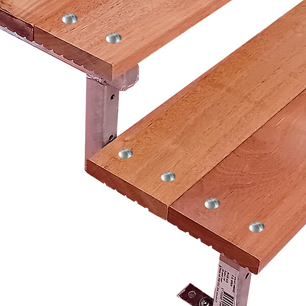 VINUOVO - Escalier en acier BALI, 8 marches en bois exotique Bangkirai, Hauteur 139 cm - L 100 cm - large