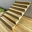VINUOVO - BERLIN Escalier extérieur bois 7 marches H 122cm L-140cm - avec contre marche - vignette