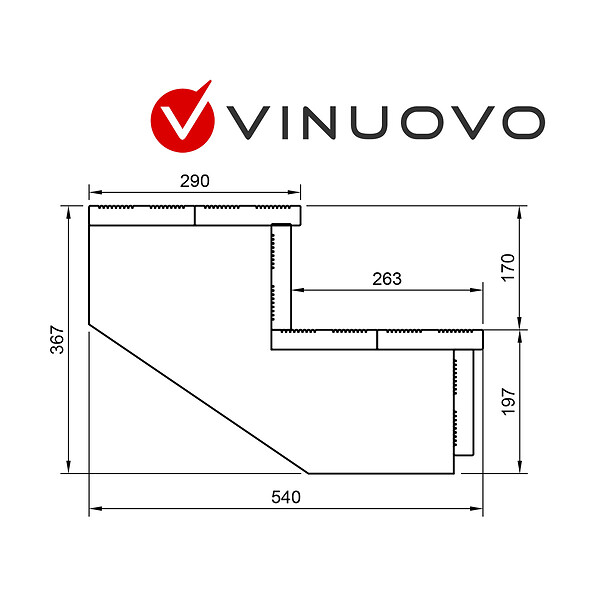 VINUOVO - BERLIN Escalier extérieur bois 2 marches H 37cm L-120cm - avec contre marche - large
