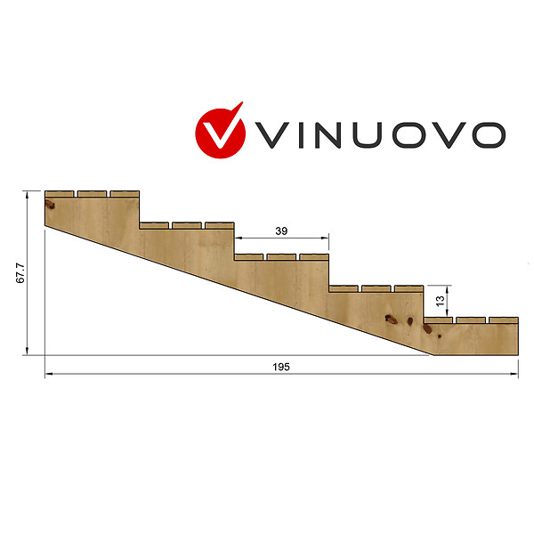 VINUOVO - Escalier bois avec marches XL h68cm 5 m l120cm ouvert - large