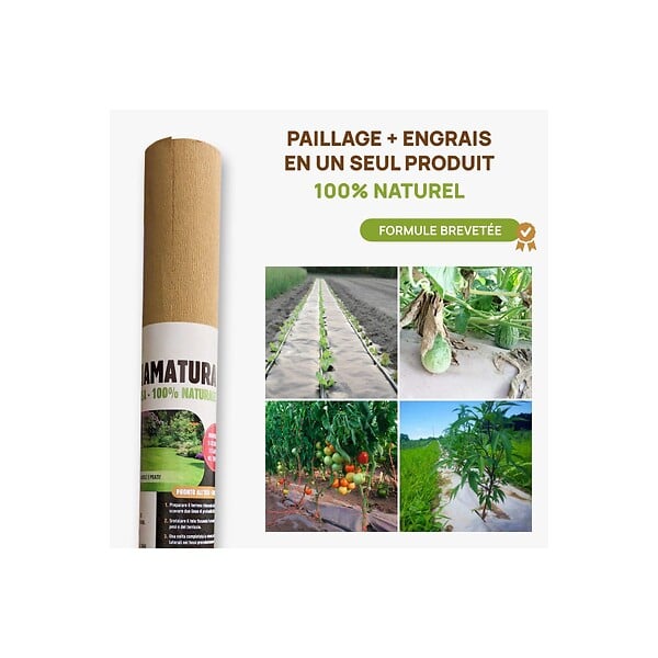 KZ GARDEN - Pack de 2 Toiles de paillage Papier Autodégradable Kraft 0.9 x 20m Paillage pour Jardin Anti mauvaises herbes 100% Cellulose - large