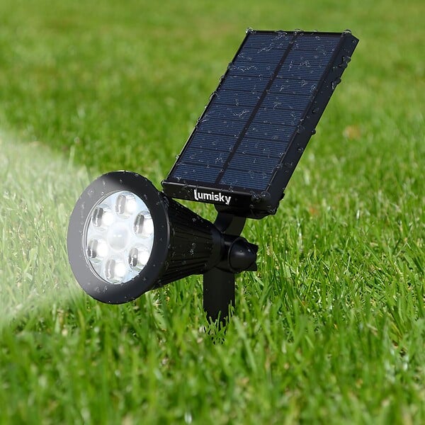 LUMI JARDIN - 2 Spots solaires projecteurs SPIKY Blanc froid 100LM - large