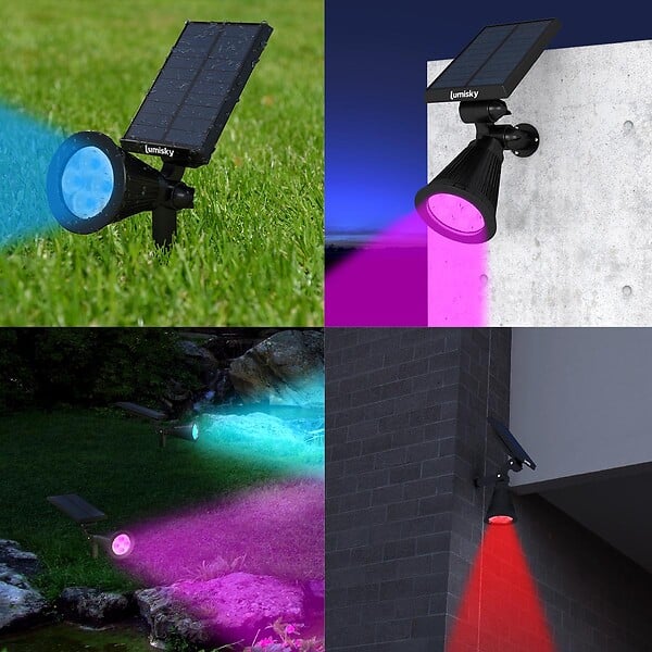 LUMI JARDIN - 2 Spots solaires projecteurs SPIKY Multicolore 100LM - large