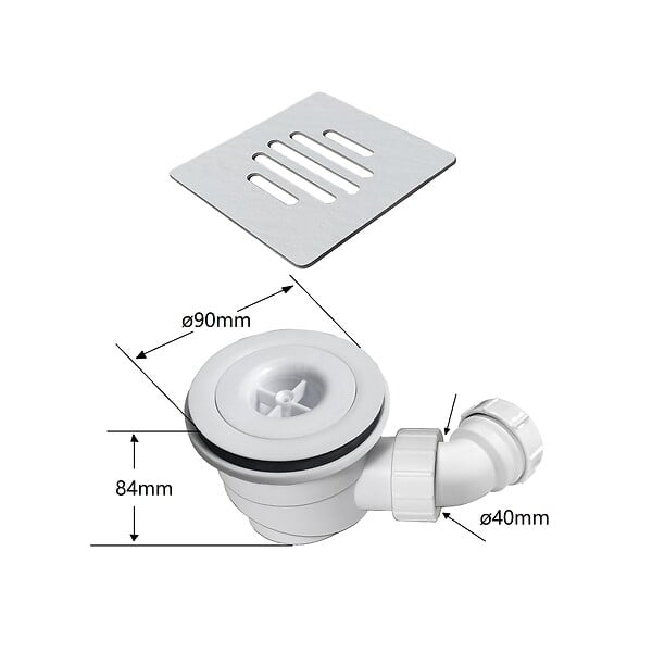 AICA SANITAIRE - Receveur de douche 90x100cm extra-plat antidérapant avec une grille en ABS - large