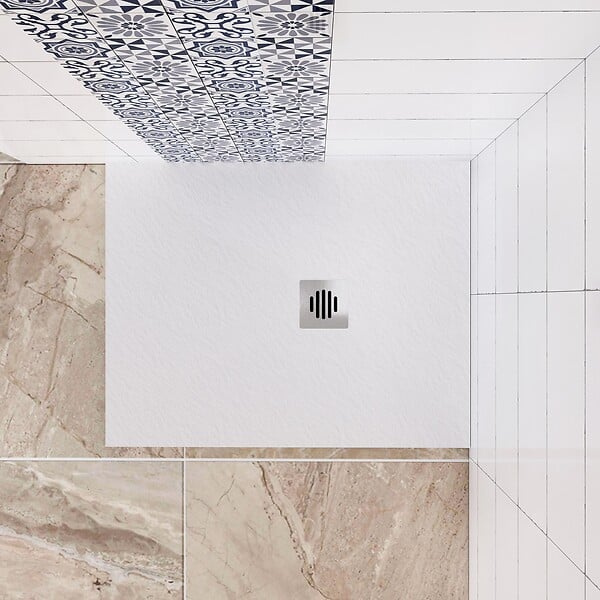 AICA SANITAIRE - Receveur de douche 80x100cm extra-plat antidérapant avec une grille en inox - large