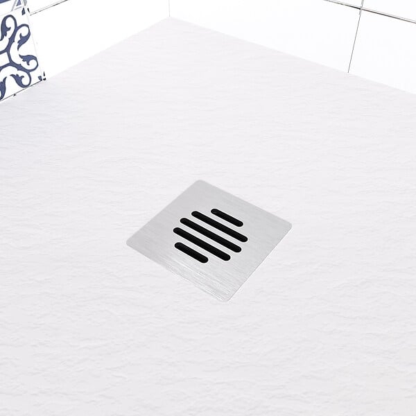 AICA SANITAIRE - Receveur de douche 80x100cm extra-plat antidérapant avec une grille en inox - large