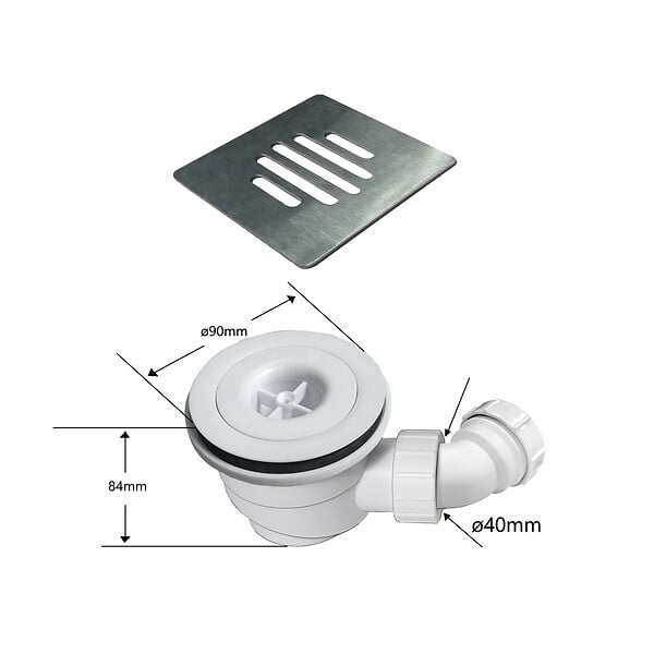 AICA SANITAIRE - Receveur de douche 80x100cm extra-plat antidérapant avec une grille en inox - large