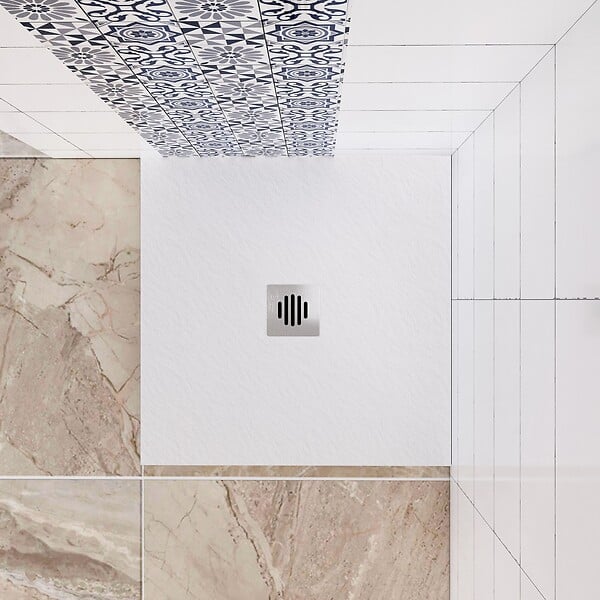 AICA SANITAIRE - Receveur de douche 90x90cm extra-plat antidérapant avec une grille en inox - large