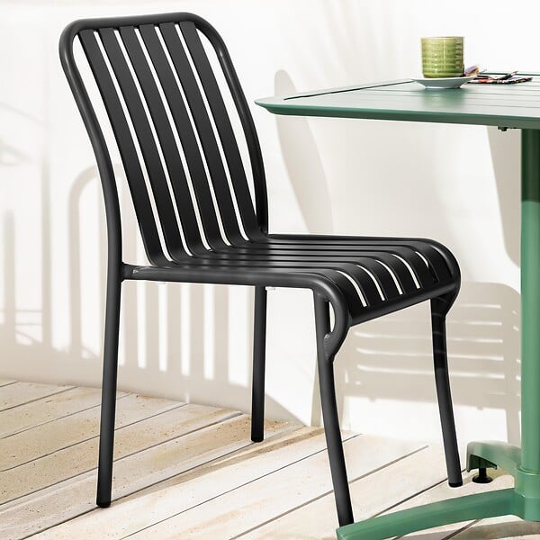 OVIALA - Chaise design de terrasse en aluminium noire - Faro - large