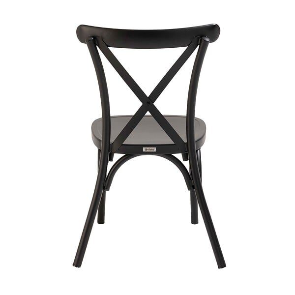 OVIALA - Chaise de terrasse noire en aluminium effet bois - Sintra - large