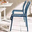 OVIALA - Chaise design de terrasse en aluminium bleu foncé - Faro - vignette