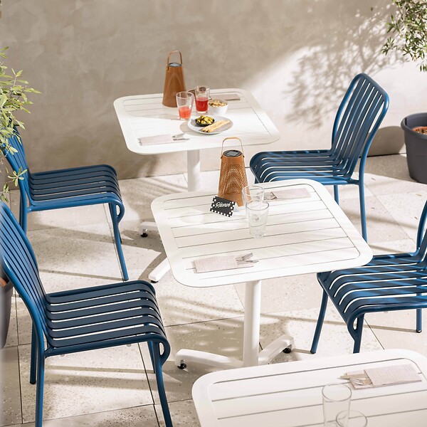 OVIALA - Chaise design de terrasse en aluminium bleu foncé - Faro - large