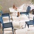 OVIALA - Chaise design de terrasse en aluminium bleu foncé - Faro - vignette