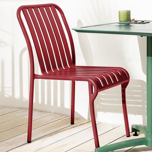 OVIALA - Chaise design de terrasse en aluminium rouge - Faro - large
