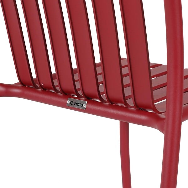 OVIALA - Chaise design de terrasse en aluminium rouge - Faro - large