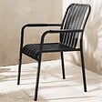OVIALA - Chaise de terrasse avec accoudoirs en aluminium noire - Faro - vignette