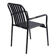OVIALA - Chaise de terrasse avec accoudoirs en aluminium noire - Faro - vignette