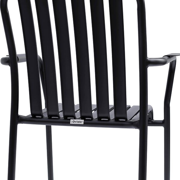 OVIALA - Chaise de terrasse avec accoudoirs en aluminium noire - Faro - large