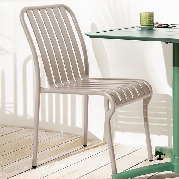 OVIALA - Chaise design de terrasse en aluminium taupe - Faro - large