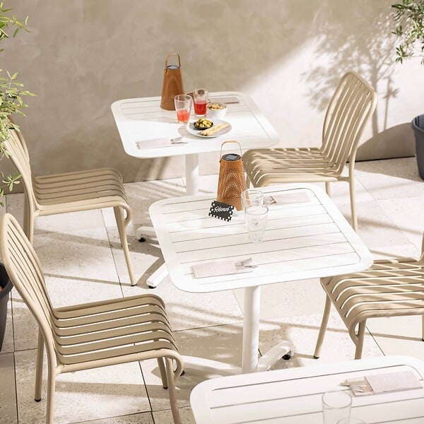 OVIALA - Chaise design de terrasse en aluminium taupe - Faro - large