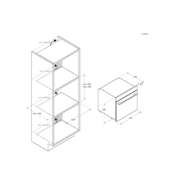 ROSIERES - Four Intégrable 78l 60cm Pyrolyse Inox - RO6H5TB3YTX - large