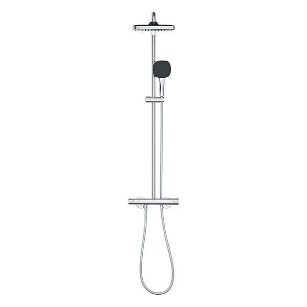 GROHE - Grohe Vitalio Comfort 250 Colonne de douche avec mitigeur thermostatique + Douche de tête + Douchette 2 jets, chrome (G26696001) - large