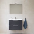 VITRA - Vitra  Mia ensemble avec meuble préassemblé 79x61x39,5 cm + miroir + lavabo + éclairage LED, anthracite brillant (MIASET80A) - vignette