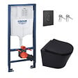 SWISS AQUA TECHNOLOGIES - Pack WC Bâti-support Rapid SL + WC Infinitio sans bride noir mat + Abattant softclose + Plaque noire mat - vignette