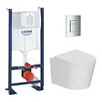 GROHE - Pack WC bâti-support autoportant Rapid SL 1.13 M + WC suspendu sans bride + abattant SoftClose + plaque chrome (PROCETOR1) - vignette