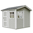 TIMBELA - Abri de Jardin Qualité Premium 5,9 m² - H252x250x294 cm - Construction de Panneaux LP Smartside - Timbela M913-TUNDRA GREY - vignette