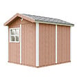TIMBELA - Abri de Jardin Qualité Premium 5,9 m² - H252x250x294 cm - Construction de Panneaux LP Smartside - Timbela M913A-REDWOOD RED - vignette