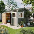 TIMBELA - Abri de Jardin Qualité Premium 8,68 m² - H252x250x412 cm - Construction de Panneaux LP Smartside - Timbela M914A-TERRA BROWN - vignette