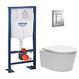 SWISS AQUA TECHNOLOGIES - Swiss Aqua Technologies Pack WC bâti-autoportant Rapid SL + WC SAT rimless fixations invisibles + Abattant softclose + Plaque chrome - vignette