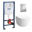 GROHE - Grohe Pack WC Bâti + cuvette Sento RIM-EX (sans bride) compacte + plaque de commande chrome (GROHE-SentoRimlessCOMPACT) - vignette