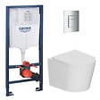 GROHE - Pack WC bâti-support Rapid SL + WC suspendu sans bride + abattant SoftClose + plaque chrome, blanc (RAPIDSL-CETOR) - vignette